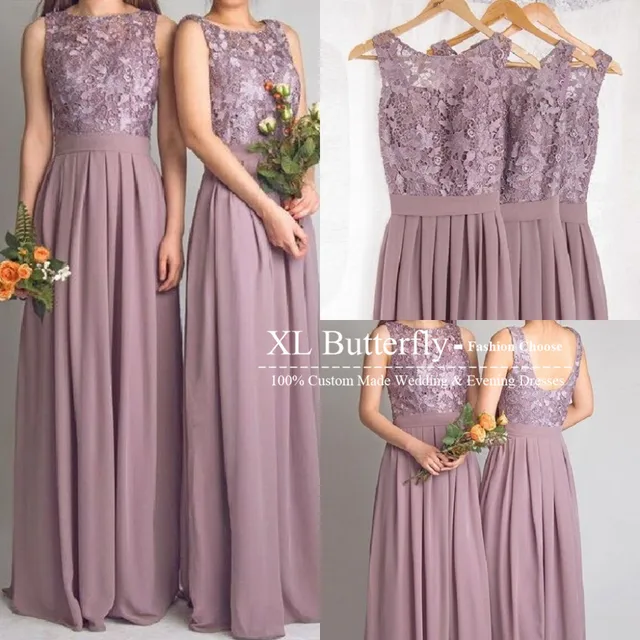 Dramatic Vintage Lavender Lace Bridesmaid Dress 2017 Y Bateau Dramatic Vintage Lavender Lace Bridesmaid Dress 2017 Y Bateau Sleeveless A Line Floor Length Chiffon Long