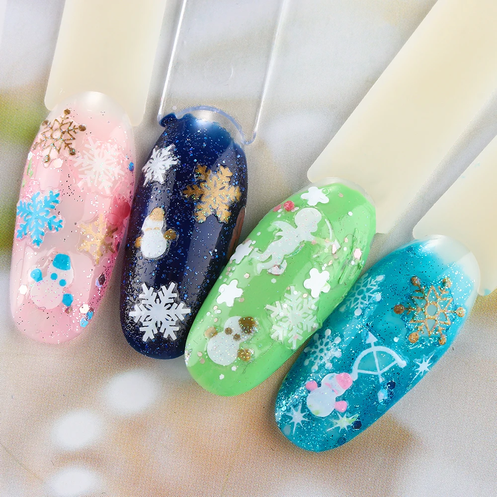 Christmas Theme Nail Sticker Xmas Santa Snowman Designs Nail Art DIY Craft Wraps Water Transfer Sticker New Year Nail Decal Gift