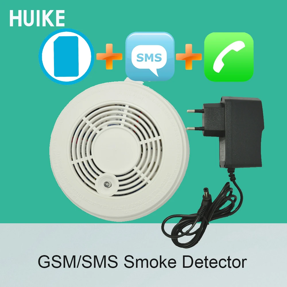 1 PCS Fire Control Alarm Detector GSM SMS Smoke Sensor Alarm Home security Protection Call number Detector Include 9V battery