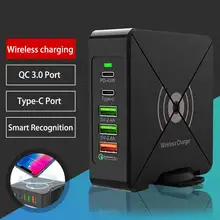 Беспроводное зарядное устройство для samsung huawei мульти Беспроводная зарядная станция для iphone PD зарядное устройство для ноутбука qc3.0 зарядное устройство eu us uk вилка