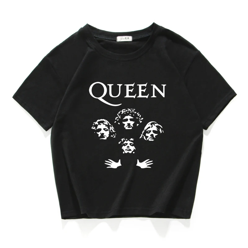 

Glitter Rock Band Queen tee shirt femme Cotton streetwear freddie mercury t shirt women tops hipster crop top women clothes 2019