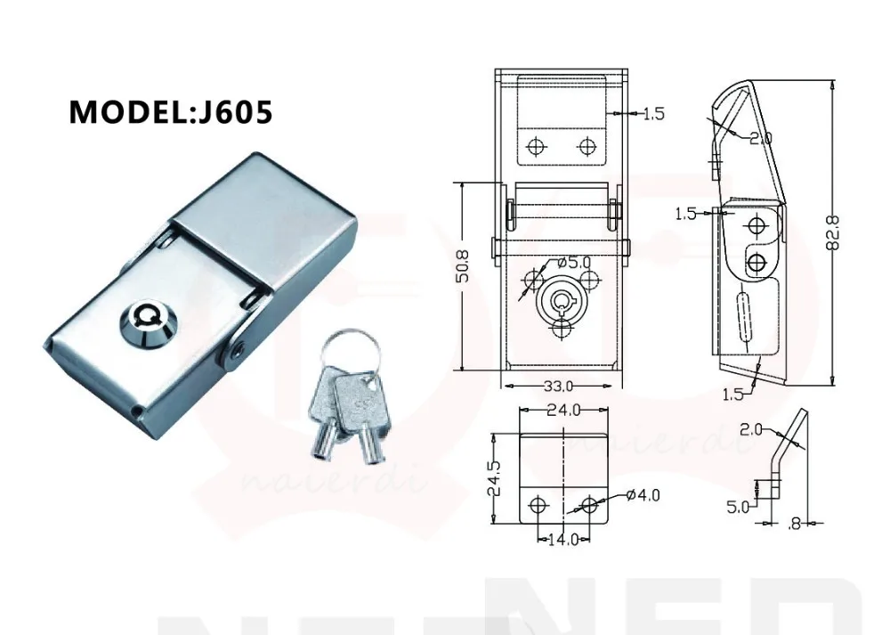 NAIERDI J605 рекламный замок из нержавеющей стали ящики для шкафа Засов светодиодный светильник аксессуары для багажника замки для промышленного оборудования