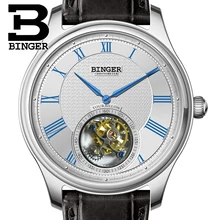 Luxury Switzerland BINGER Watches Men Seagull Automatic Movemt Watch Male Tourbillon Sapphire Alligator Hide Mechanical 80803-1