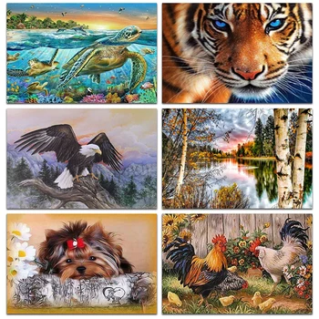 

Needlework Full Landscape Cross Stitch Animal Diy Diamond Painting Kits Cross Stich Diamond Embroidery Turtles Tiger Christm JCC