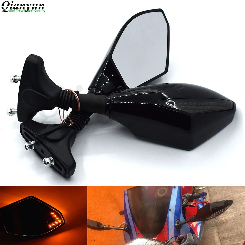 

Universal Motorcycle LED Steering Light Flash Rearview Mirror Side View Mirror for Kawasaki ZX7R ZX7RR ZX9 ZX-11 ZRX1200 ZZR1200