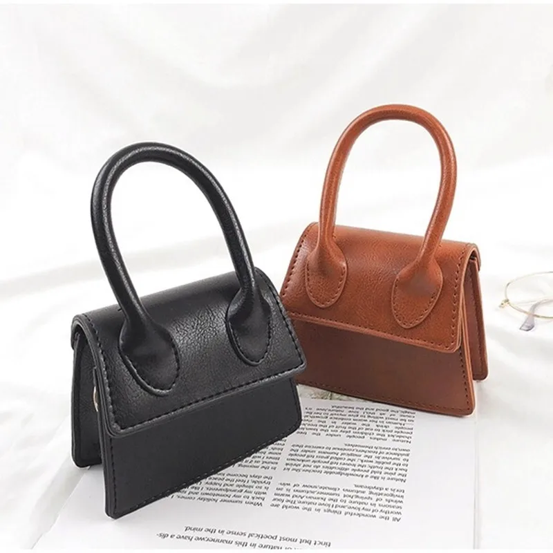 

2019 Leather Small Square bag Handbag Women vintage Mini Shoulder Messager bags Tote bags little hands