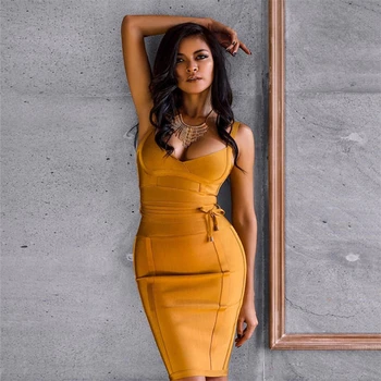 

LB0002 Leger Babe 2019 Summer New Yellow Spaghetti Strap Belt Bodycon Bandage Mini Party Casual Dresses Vesstidos Women Outfits