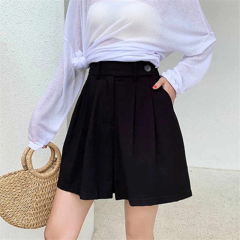 

HziriP Hot Selling Women Bottoms Solid 2019 Korea Chic Shorts Summer Female Casual High Waist Fashion Feminino Wide Leg Short