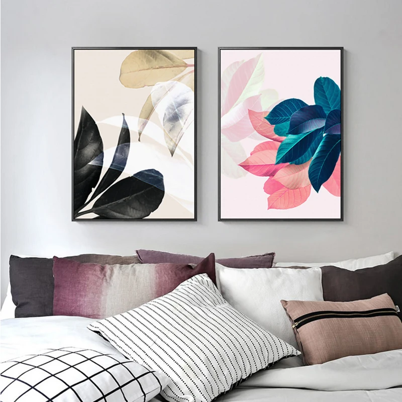 

Nordic Style Poster Flower Leaf Cavans Painting Modern Home Decor Wall Art Pictures For Living Room HD Posters And Prints ZY075