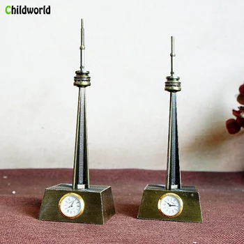 

20CM Canadian National Tower Handmade Metal Model with Clock Home Decoration Accessories Creative Crafts Gift