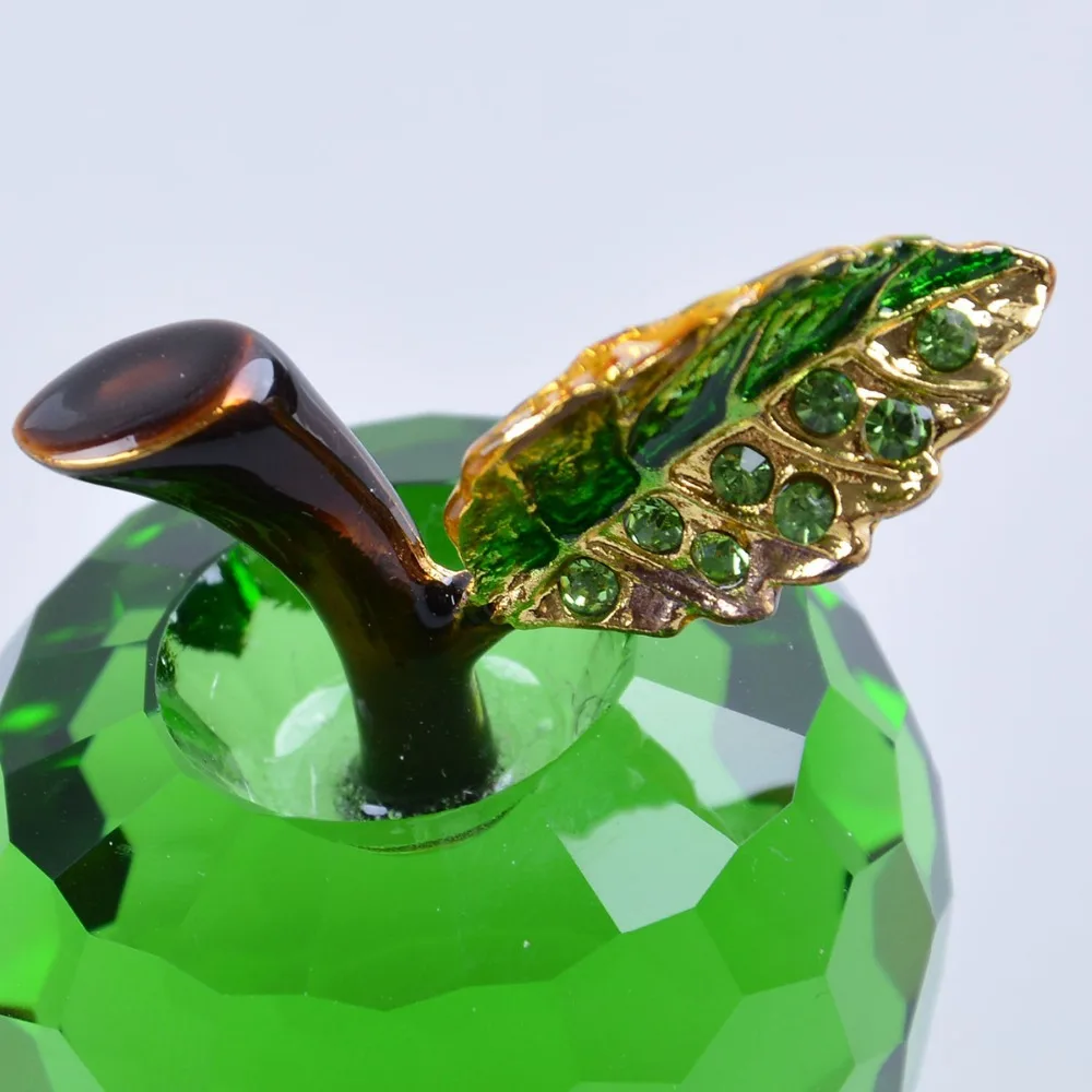 Домашний декор 40 мм зеленое Хрустальное яблоко свадебное украшение хрустальный