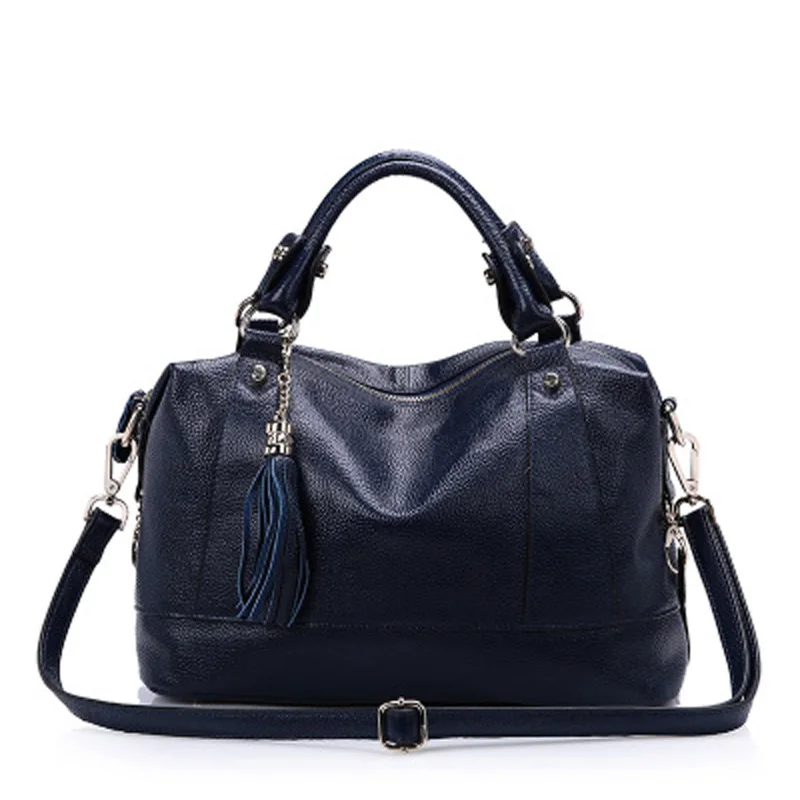 Весна и лето новая женская сумка из натуральной кожи Повседневная сумка с кисточками Модная брендовая сумка на плечо сумка-мессенджер - Цвет: blue