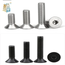 Hexágono de aço inoxidável 304 ou preto, 50 /10 peças m2 m2.5 m3 m4 m5 m6 m8 din7991 grau 10.9 tomada hex cabeça plana parafuso escareado