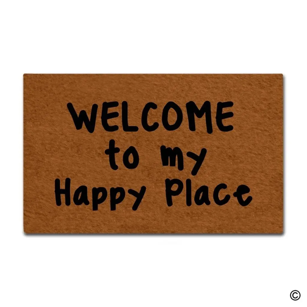 Funny Doormat Welcome To My Happy Place Entrance Mat Indoor Outdoor Mat ...