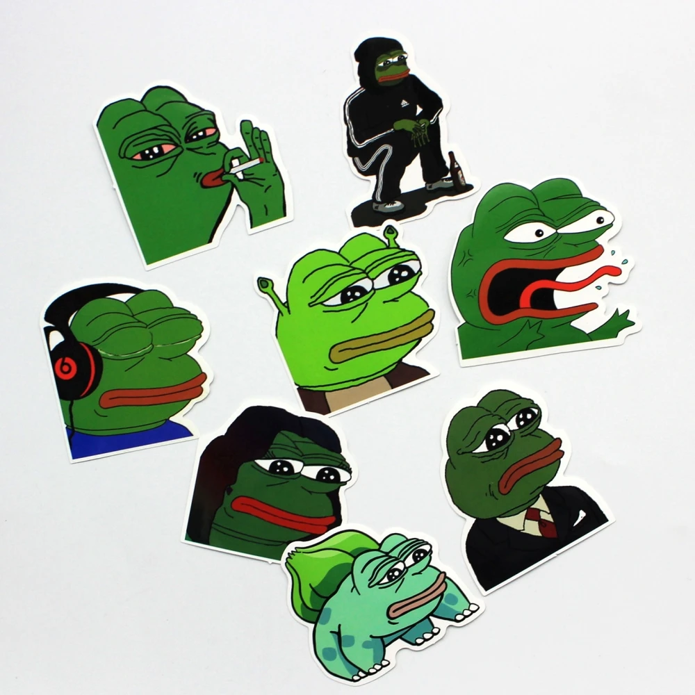 8 шт./лот Pepe Sad Лягушка забавная наклейка для автомобиля ноутбука багаж скейтборд мотоцикл сноуборд телефон наклейка игрушка наклейка s