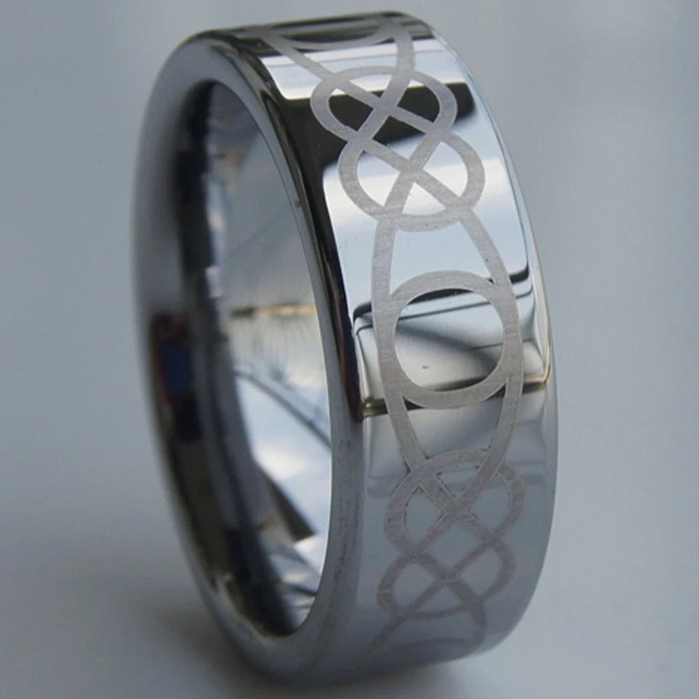 8mm pattern laser hi tech scratch proof wedding tungsten ringin
