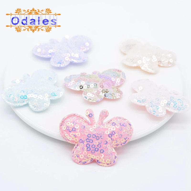 

12Pcs Kawaii Sequin Butterfly Padded Appliques DIY Crafts Headwear Accessories/Baby Sock Sew on Flatback Scrapbooking Stickers