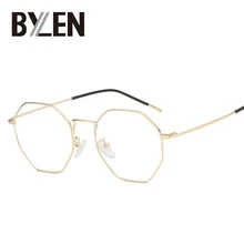 Винтажные женские очки с шестигранной оправой, мужские очки, винтажные брендовые металлические прозрачные линзы, очки по рецепту, оптическая оправа для очков