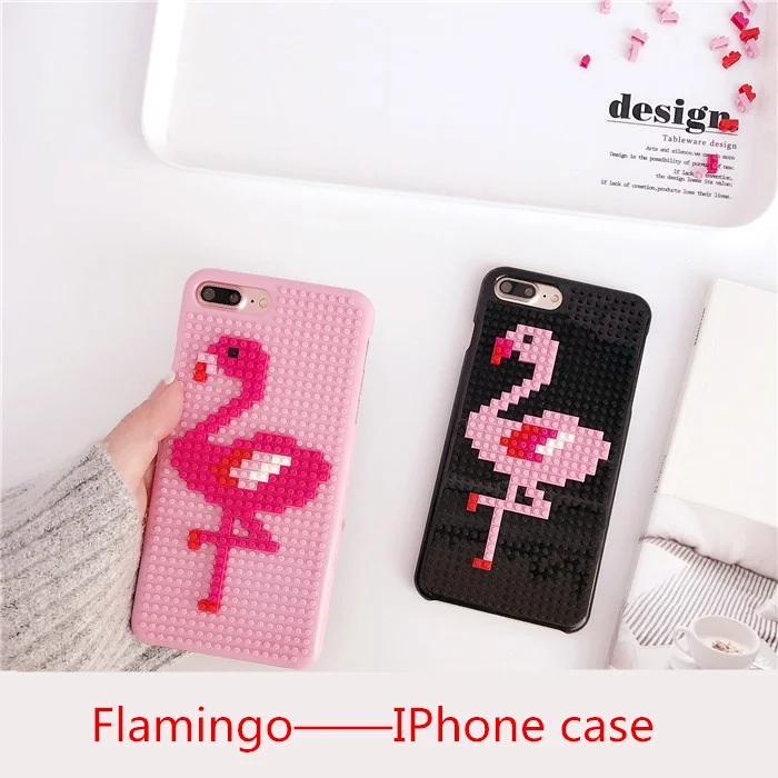 

Dubbi DIY PHONE case IPhone7 8 X LegoE Flamingo Creative Blocks IPhone6s Protective Sheath Hard Shell