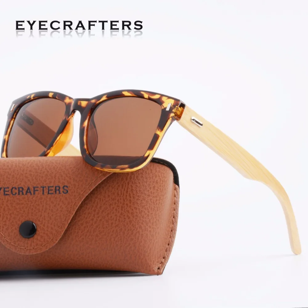 

Eyecrafters 2018 Retro Bamboo Wood Sunglasses Polarized Men Women Brand Designer Goggles Tortoise Brown Mirrored Coating Eyewear