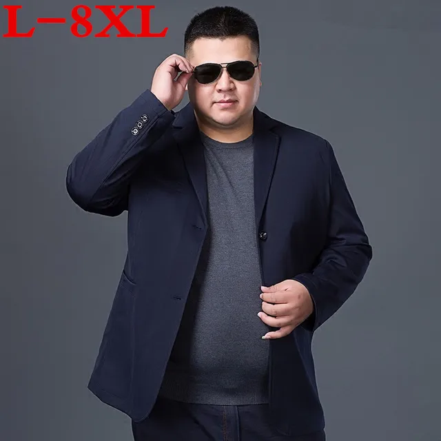 plus size 8XL 7XL 6XL Fashion Blazer Mens Casual Jacket Solid Color