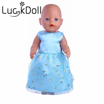 

LUCKDOLL Chiffon Printed Dress Fit 18 Inch American 43cm Baby Doll Clothes Accessories,Girls Toys,Generation,Birthday Gift