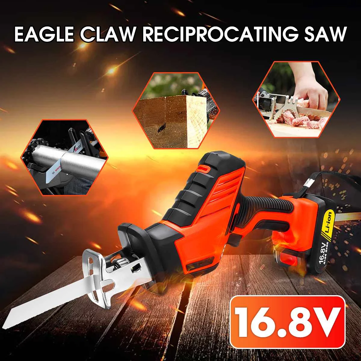

DC 12V/16.8V/21V 3000RPM Brushless Electric Cordless Reciprocating Saw with LI-ION Rechargeable Battery for Sawing Wood Metal Pl