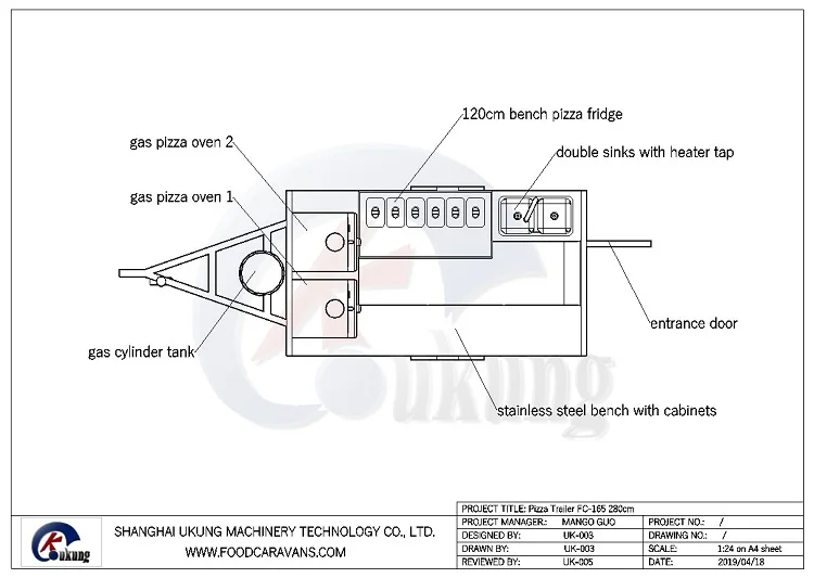 FC-165 280cm pizza oven trailer B01