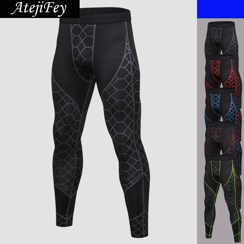 

AtejiFey New Men's Net Printed Workout Compression Running Yoga Pants Fitness Clothing Breathable High Waist Sweatpants Leggins
