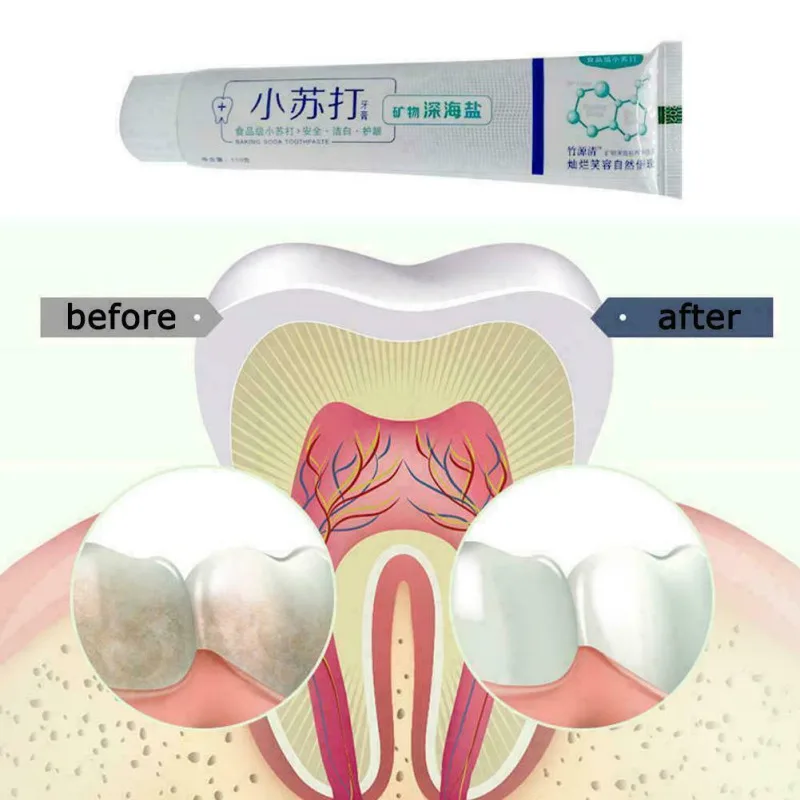 Новинка 110 г натуральная глубокая морская соль для выпечки соды отбеливающая яркая динамическая белая отбеливающая зубная паста Освежающая зубная паста
