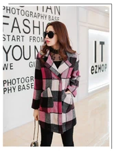 casaco feminino wool winter lady coat black abrigos mujer sobretudo poncho feminino inverno 2016 manteau female tartan overcoat