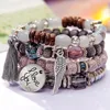 4pcs/set wings heart alloy pendant beads bohemian bracelets women lava stone wristband bangles for party ► Photo 1/4