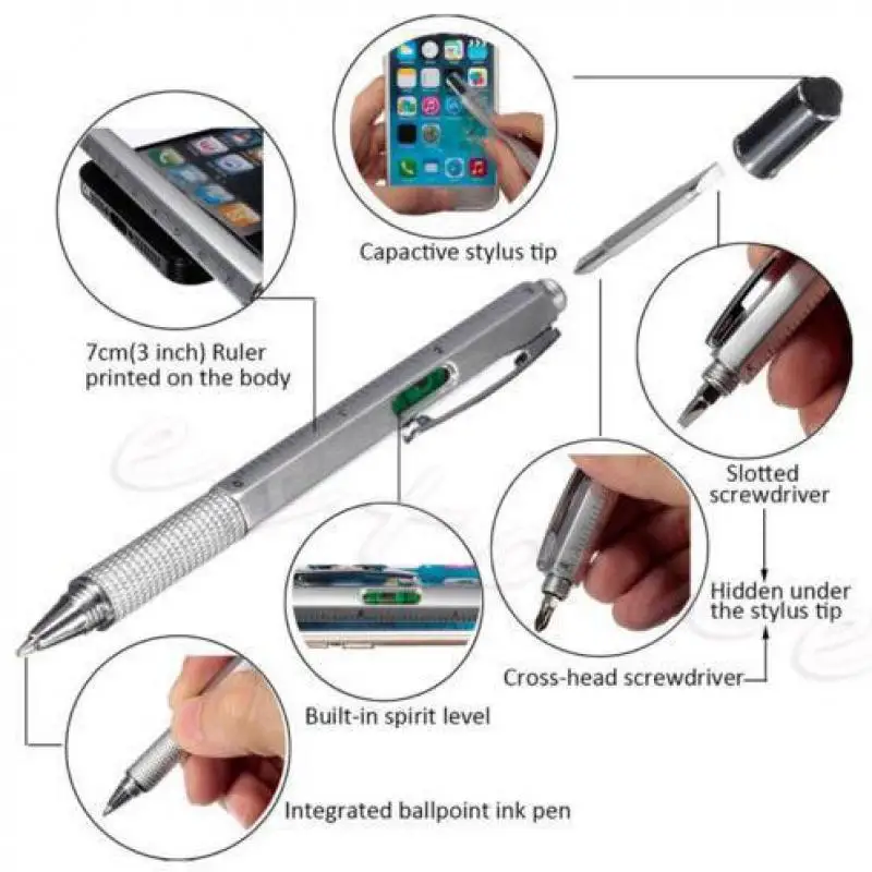 

5 In 1 Tool Ballpoint Pen Creative Stationery Screwdriver Ruler Spirit Level Ball Pen Multifunction Canetas School Supplies
