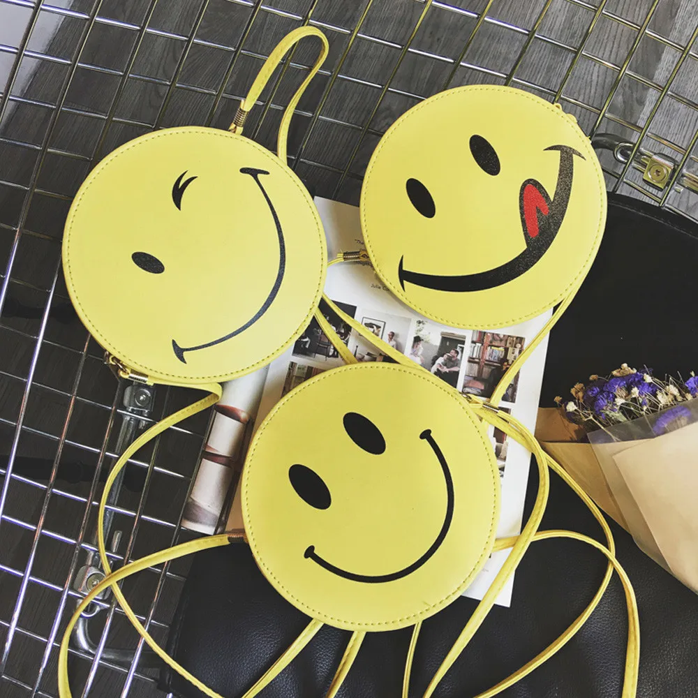 

Women Bag Funny Smiling Face Shoulder Handbag Girls Kid Clutch Messenger bolsa masculina sac femme borse da donna bolso mujer