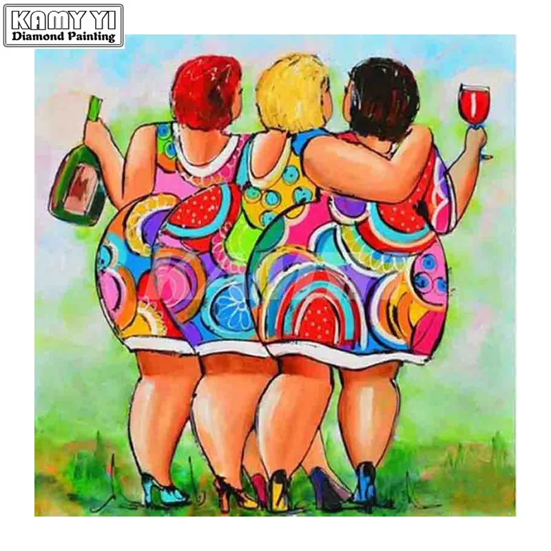 Full Round Drill 5D DIY Diamond Painting Cartoon fat Sexy ladies 3D Embroidery Cross Stitch Mosaic Rhinestone Home Decor_