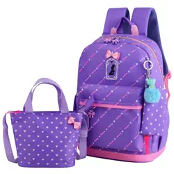 Прекрасный нейлон Для женщин рюкзак студентка Книга сумка с кошелек ноутбук 3 шт. комплект сумка высокого качества женская школьная сумка