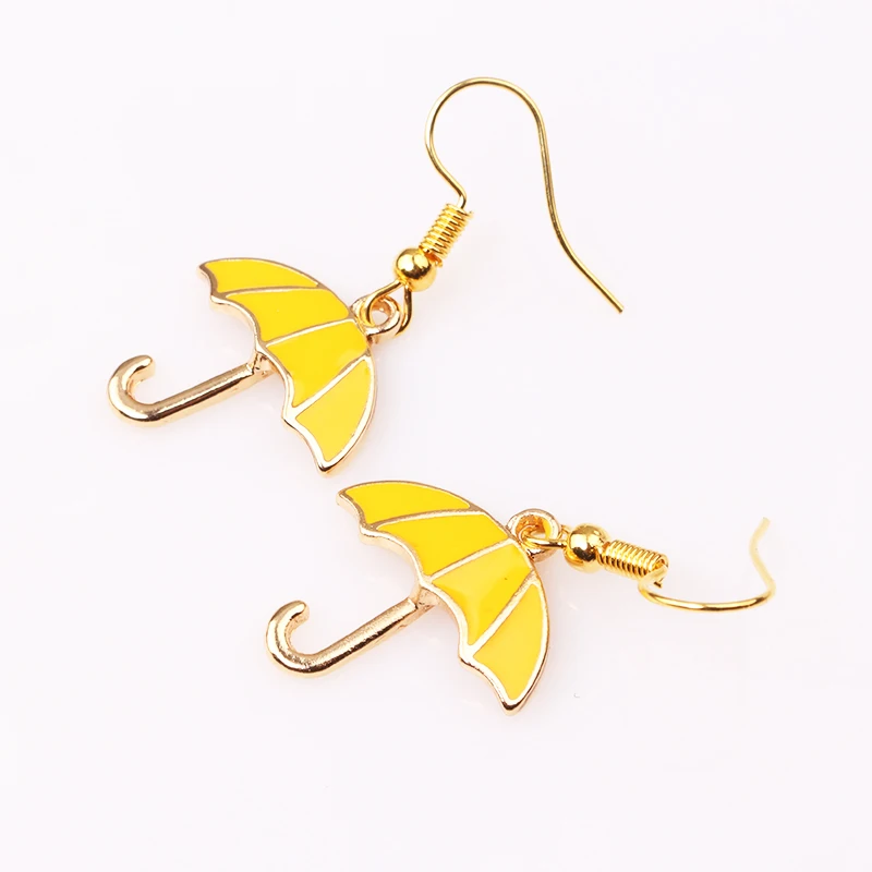 

RJ Fashion How I Met Your Mother Yellow Umbrella Mother Earrings Alice in Wonderland Stud Earrings Girl Ladys Kids Gift Jewelry