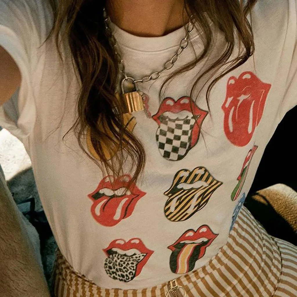 مضحك كبيرة اللسان T قميص القطن T قميص إمرأة قصيرة الأكمام الأبيض تي شيرت الصيف المحملة فتاة الهيب هوب التي شيرت قمم المتناثرة # ERT45 مضحك كبيرة اللسان T قميص القطن T قميص إمرأة قصيرة الأكمام الأبيض تي شيرت الصيف المحملة فتاة الهيب هوب التي شيرت قمم المتناثرة # ERT45