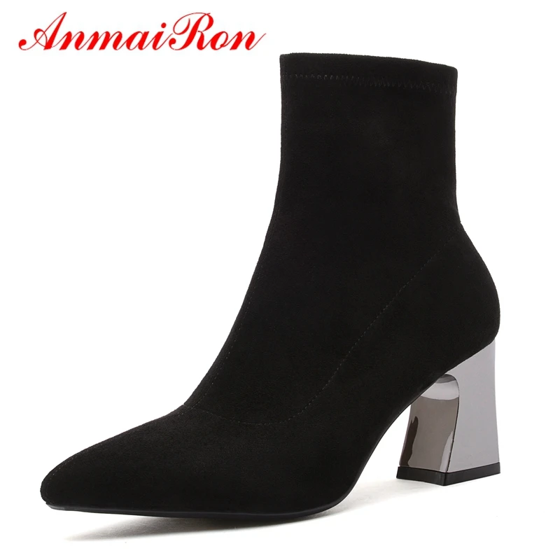

AnmaiRon New Arrival Basic Pointed Toe Woman Shoes Womens Boots Ankle Zapatos De Mujer Women Boots Size 34-39 LY190