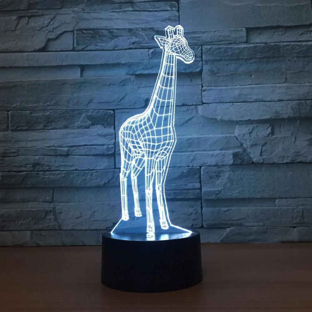 3D лампа жирафа 7 цветов RGB ночь светодиодные лампы для детей сенсорный Led USB Таблица Lampara для сна Ночная Новинка Прямая доставка