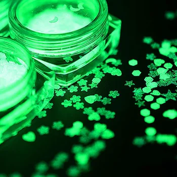 

1Box Luminous Nail Glitter Sequins Star Ultra-thin Moon Floral Shape Nail Fluorescent Nail Art Glitter Flakes DIY Decoration