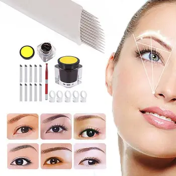 

3D Pen Microblading Tattoo Machine For Permanent Makeup Eyebrow Tattooing Manual Guns Eyebrow Tattoo Needle Pen Pigment Kit Set