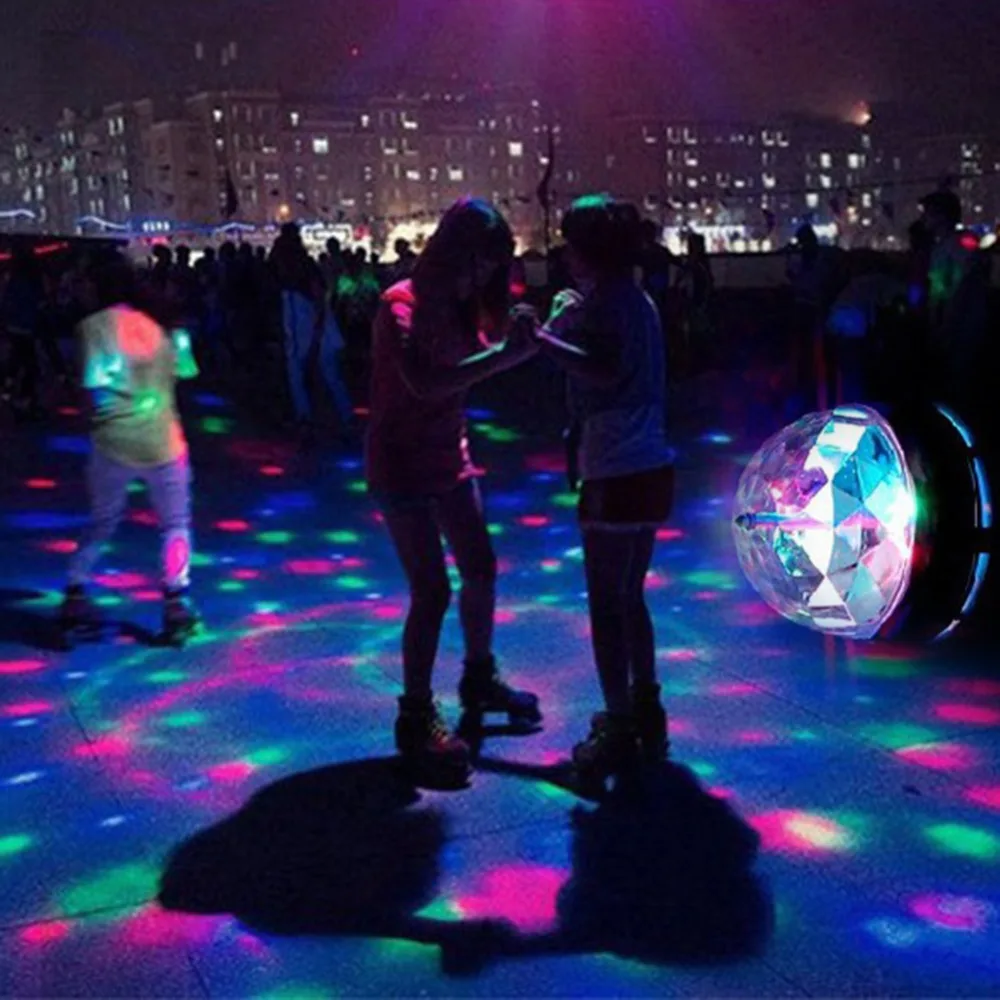 RGB DJ светильники для диско светодиодный E27 3 Вт двухголовый маленький волшебный шар лампа звук изменение цвета эффект активированный для дискотеки, клуба лазерный проектор