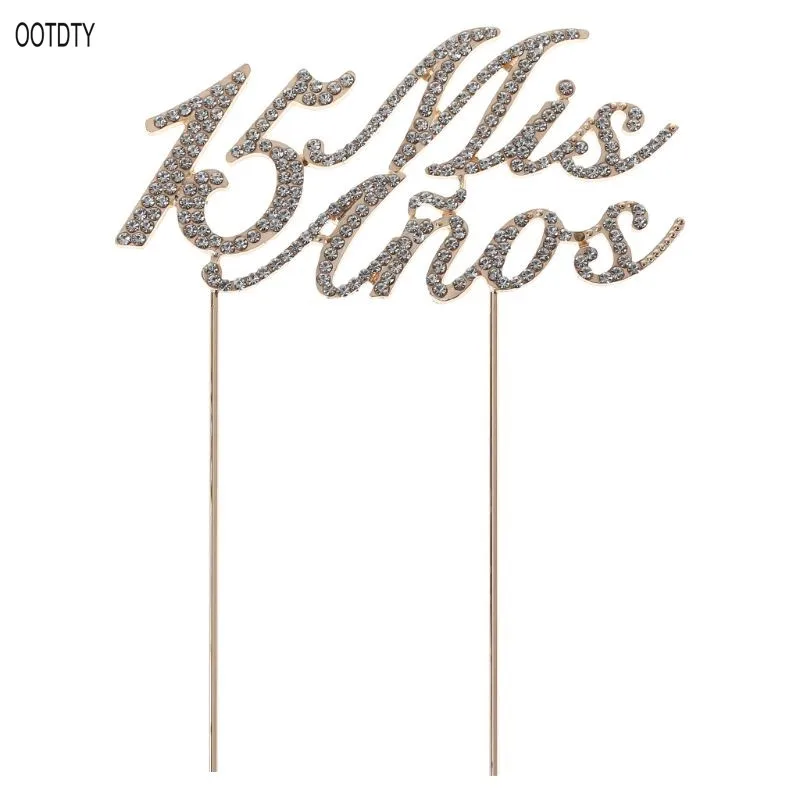 

Sparkling Bling Number 15 Mis Anos Letters Cake Topper Rhinestone Alloy Cupcake Picks Birthday Party Decoration Supplies