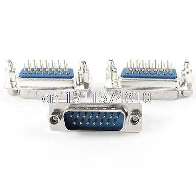 

DB15 15 Pin 2 Row Lock Screw Straight Male Plug D-sub PCB Connector 3 Pcs