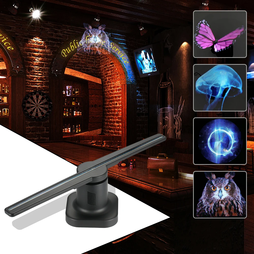 

3D Hologram Advertising Display LED Fan Holographic Imaging Naked Eye LED Fans Advertisement Player Machine for Shop Bar Casino