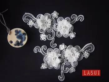 

LASUI new arrival 5pairs=10 pieces 3d flower,sequined embroidery mesh Exquisite handmade Thick line Wedding dress DIY 0018