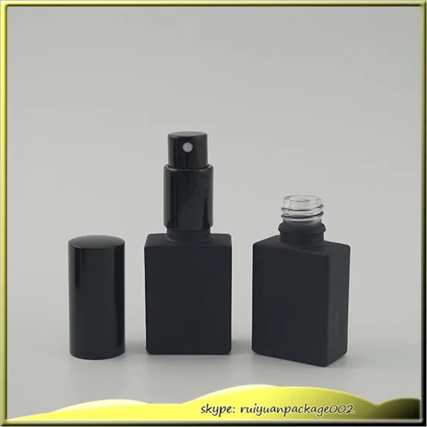 100 pcs 30ml Square Matt Black Empty Glass Sprayer Bottles Perfume