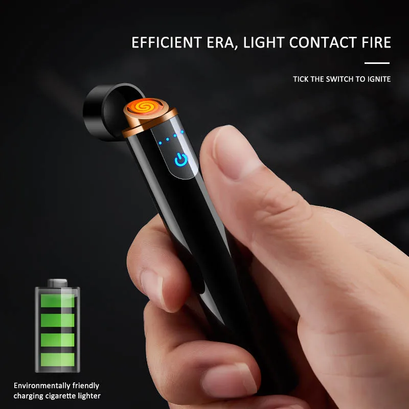 

Feel screen cigarette lighter flameless sensor USB charging round mini windproof zinc alloy 8 colors