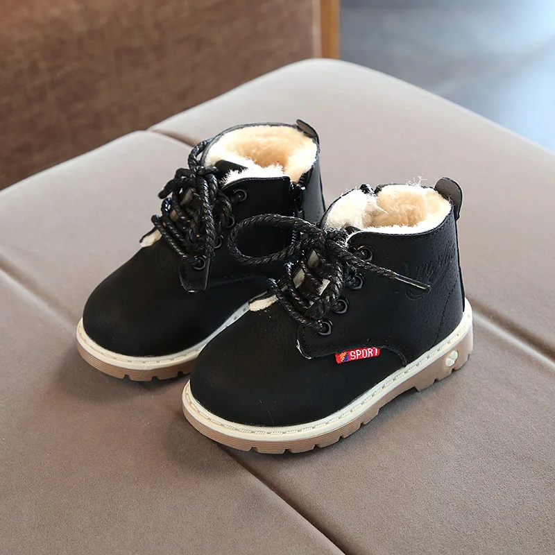 Зимние ботинки для детей от 1 до 4 лет модные короткие ботинки для мальчиков и девочек теплая детская обувь из плюша и хлопка мягкая спортивная обувь